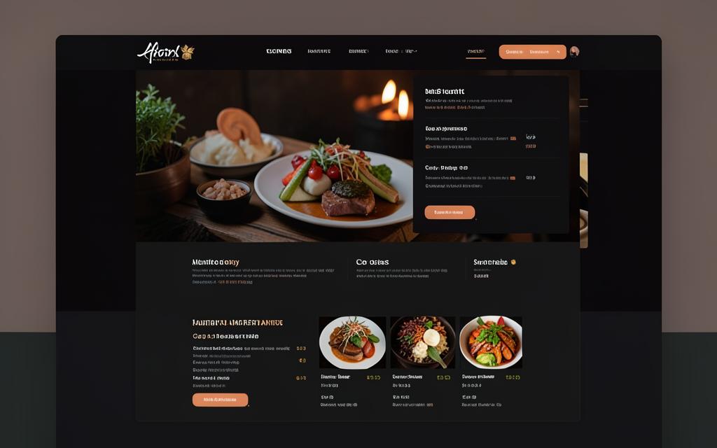 Restaurant website design with a digital food menu and reservation panel